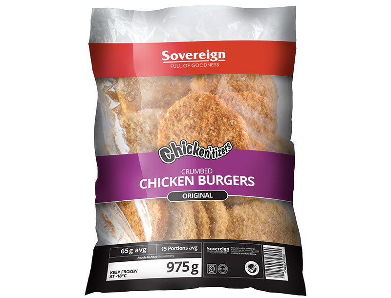 Sovereign Foods Chicken'tizers Crumbed Chicken Burgers -975g