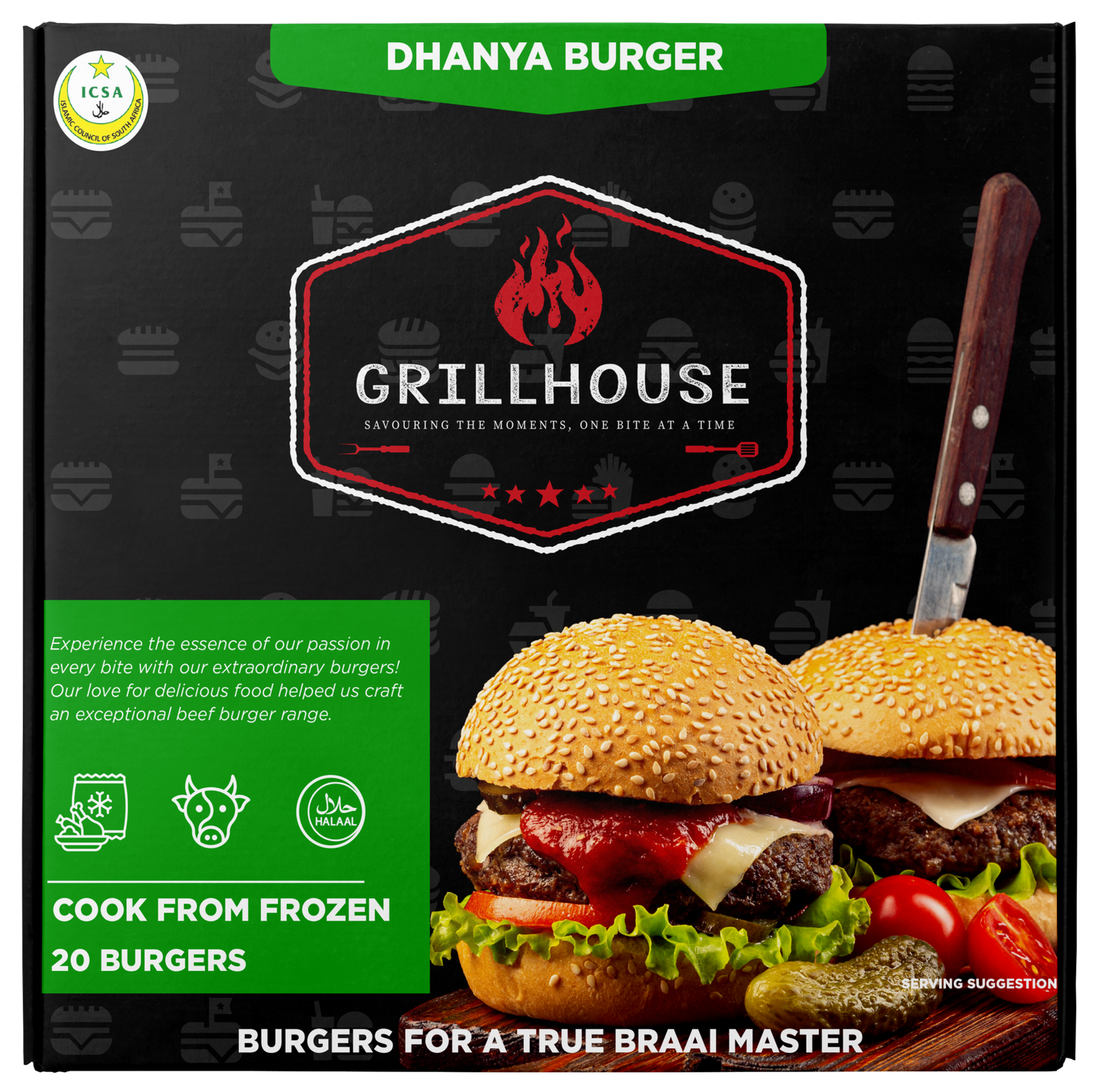 Grill House - Dhanya Meaty Burgers - Box of 20